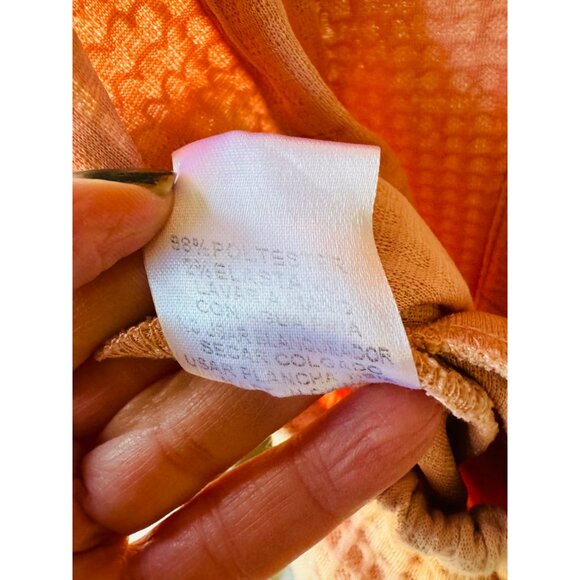 NWOT Mainstrip Pink Waffle Knit Wide Leg Pockets Open Back Button Jumpsuit L - Picture 6 of 13